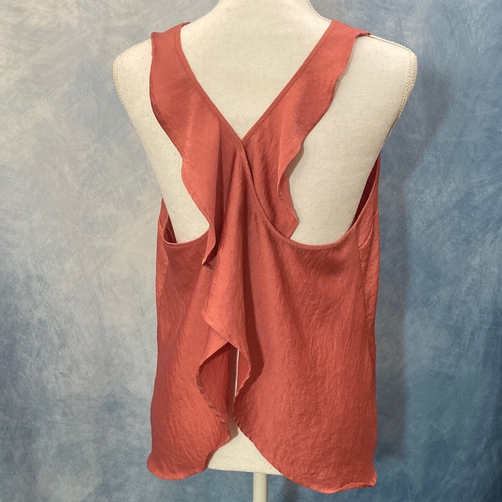 💜2for$35💜 Express Women's Coral Ruffled Cross-Back V-Neck Tank Top Lightweight